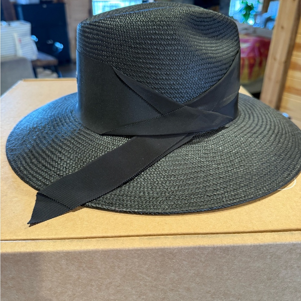 Freya Gardenia Classic Black Wide-Brim Straw Hat - Picture 4 of 8